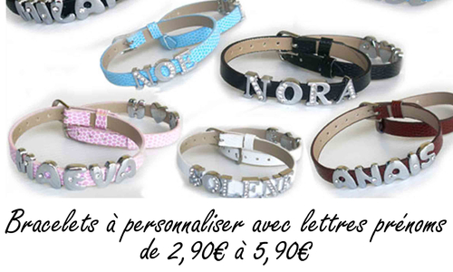 bracelet personnalisé lettre prénom 2,90€